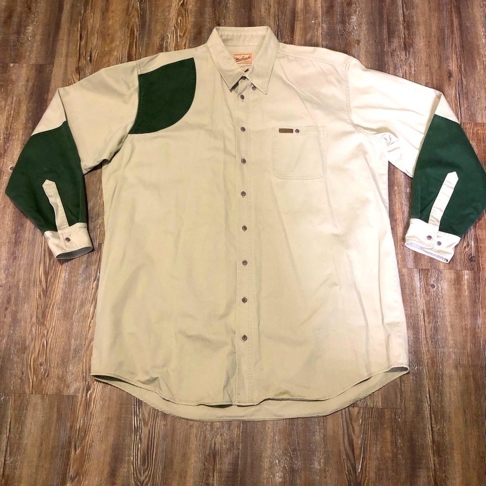 Woolrich Shirt Men's 2XL Tall Button Down Beige Hunting Outdoor Long Sleeve